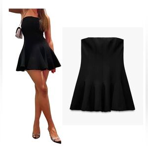 Zara Godet Mini Strapless dress